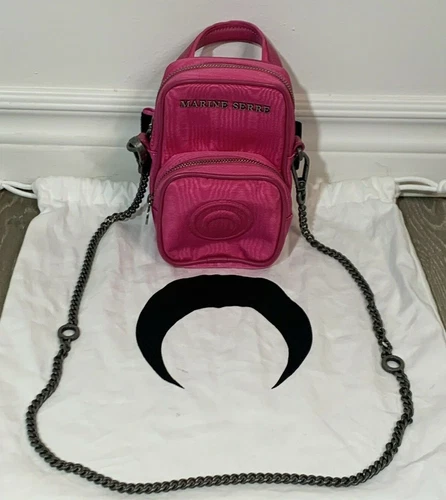 Marine Serre Fuchsia Pink Lettering Logo Crossbody Bag & Arm Bag Purse