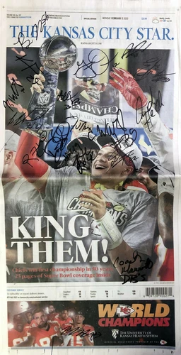 Kansas City Chiefs 2019 Super Bowl KC Star Newspaper COMBO AUTOGRAPHED SIGNED