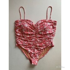 J Crew Pink Floral Ruched Sweetheart One-Piece Swimsuit Size 24 NWT
