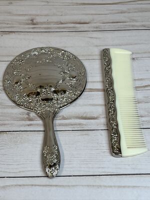 Silverplate Vanity Set - Mirror & Comb Vintage Lovely Silver Plate