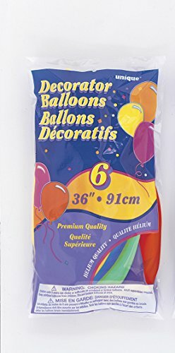 Unique Party 56725 - 36 Гигантских латексных лимонно-желтых воздушных шаров, упаковка из 6 штук