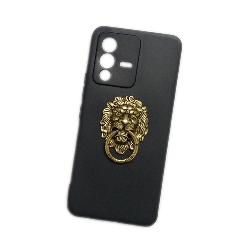 For Vivo V23 5G 3D Metal Lion Head Finger Ring Stand Holder Soft TPU Case Cover - Picture 1 of 4