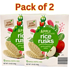 Apple Rice Rusks Stage 2   Gentle Teething Wafers   Gluten-Free   1.76 oz 2pk 