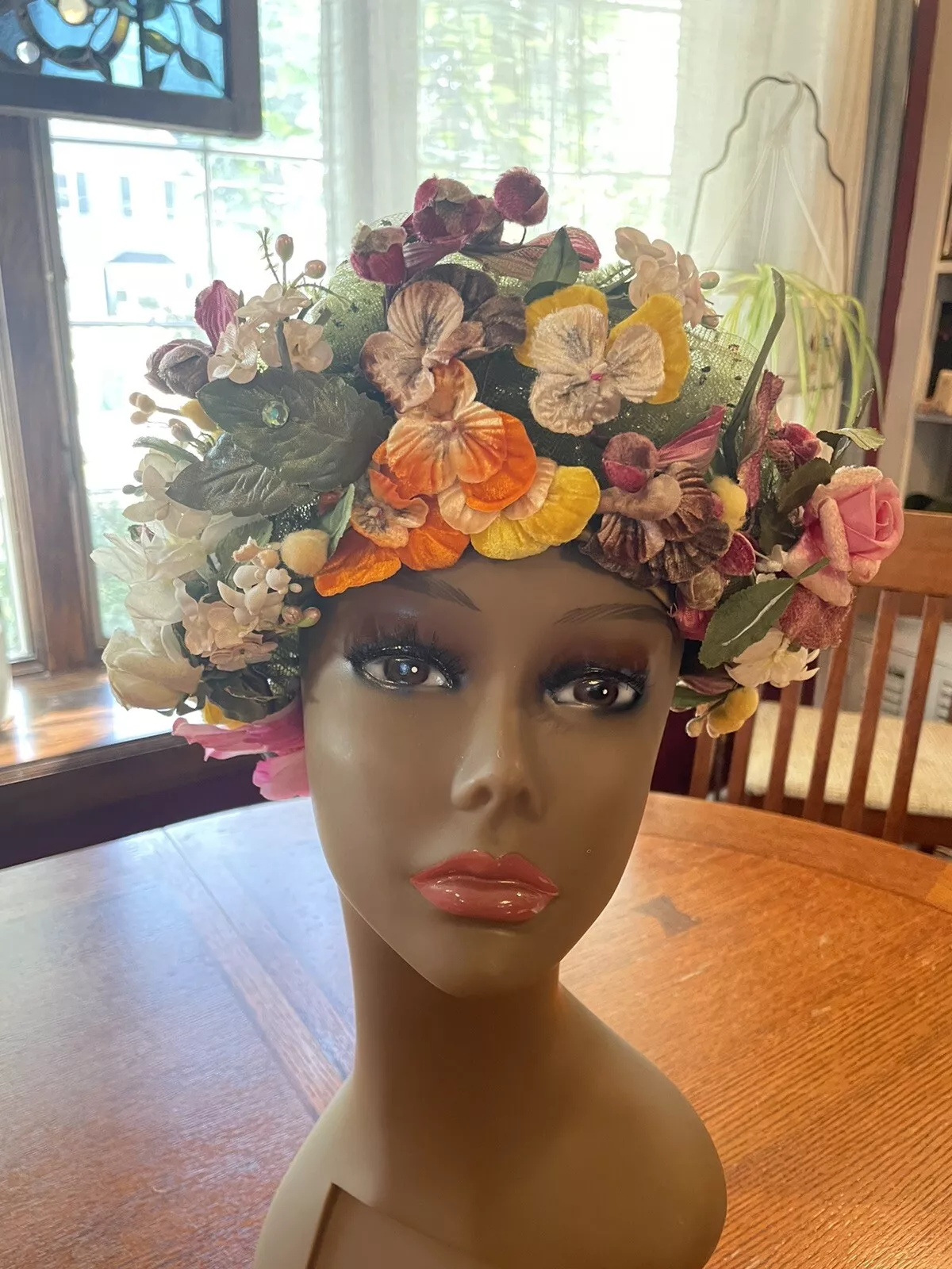 Chapeaux Christian Dior vintage années 60   Paris New York   Chapeau tulle fleuri et vert