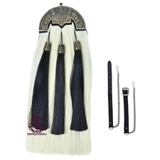 Scottish Artificial Horse Hair Kilt Sporran for Men Thistle Cantle Antique Finis