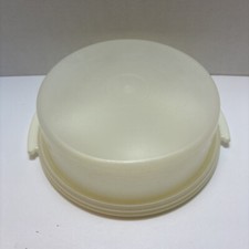 Vintage Tupperware 719-2 Cake Or Pie Carrier Tray w/ Lid - 10  Diameter White