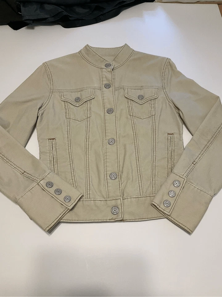 Vintage Y2K GAP Stretch Corduroy Jacket, Cream with Brown Stitching, XS — 第 4/4 张图片