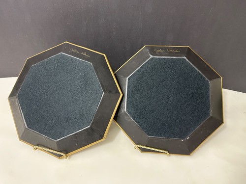 Set of 2 Vintage John Derian Signed 10 " Decoupage French Floral Octagon plates - Picture 4 of 6