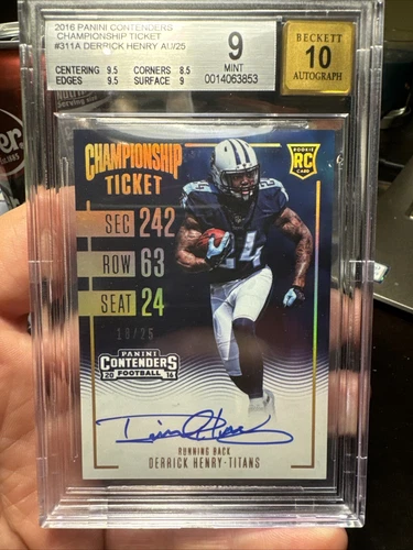 2016 Contenders Derrick Henry #311 - On Card Rookie Auto SP #18/25 BGS9 10 Auto