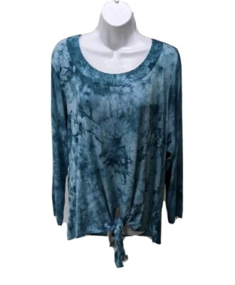 NWT Fashion Bug Long Sleeve Tie Tee Top Womens 1X Tie Dye  Tunic   2140