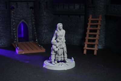 Valeria & Ben Turian- The Call of the Necromancer - 32mm Unpainted DnD Mini