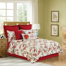 Averie Christmas Winter Cardinal Poinsettia Mini Quilt Bedding