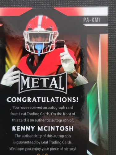 Kenny McIntosh 2023 Leaf Metal 3/3 Mojo Autograph PA-KM1 Football Card - Bild 8 von 10