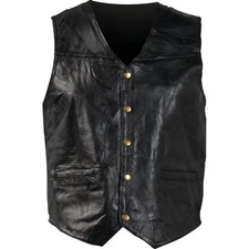 New Men's Genuine Leather Motorcycle Biker Vest Lg XL 2X Or 3X 