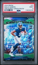 2024 Prizm Malik Nabers Green Prizm Fireworks PSA 9 Giants
