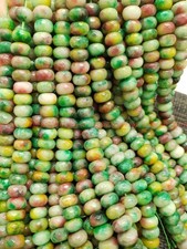 Pretty Natural 6x10mm Multicolor Jade Gemstone Rondelle Loose Beads 15in Strand