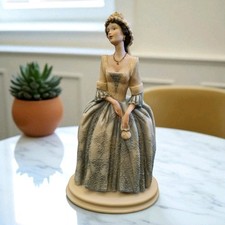 A. Belcari Figurine 1989 Florence Rococo Lady in Blue Dress Vintage Sculpture