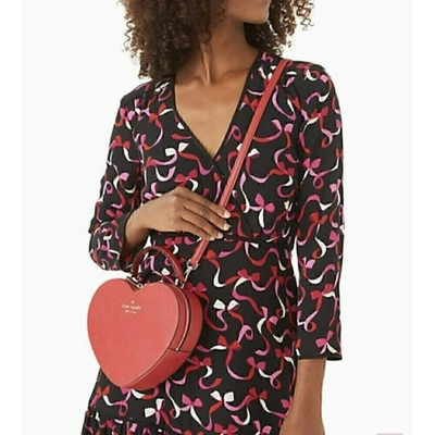 Kate Spade Love Shack Heart Crossbody Purse Leather Candied Cherry