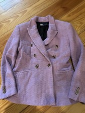 Zara Purple Tweed Blazer With Gold Buttons Women  s Size Medium