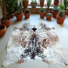 Premium Speckled Cowhide Rug – Natural Brown & White Cow Skin Area Rug
