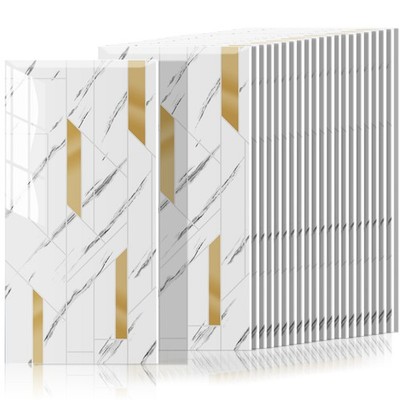 20PCS Self-Adhesive Golden Marble-Pattern Vinyl Wall Panels Sticker for Kitchen