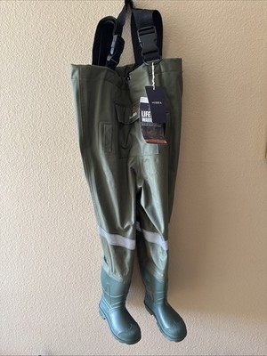 HISEA Kids Chest Waders Nylon/PVC Waterproof with Boots & Reflect Safety Band