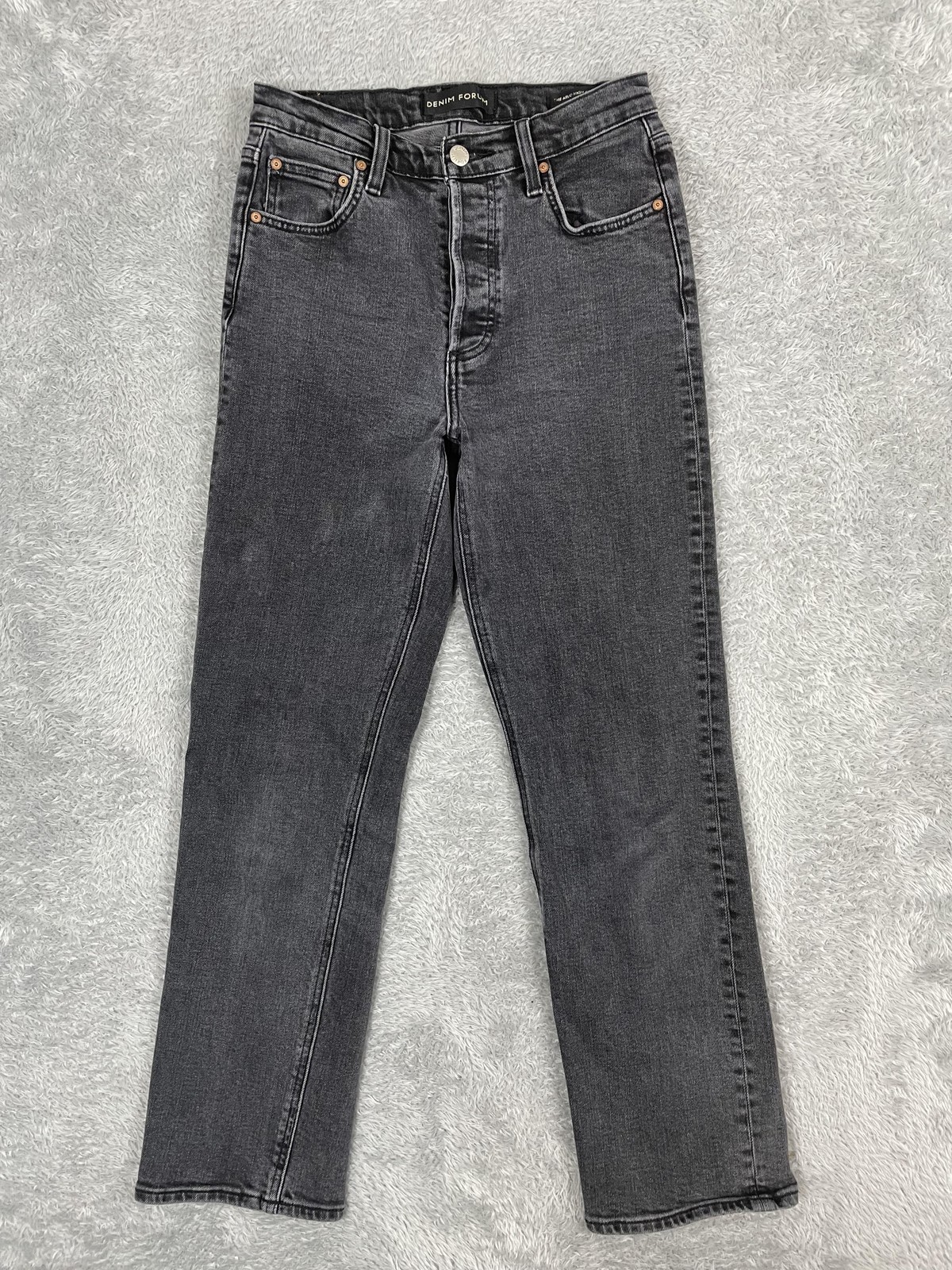 Denim Forum The Arlo High Rise Straight Jeans Womens 26 Charcoal Wash Denim