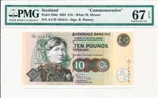 Clydesdale Bank Scotland 10 Pounds 2003 Commemorative S/No 1x4414 PMG  67EPQ