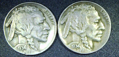 1934 P-D Two Coin Buffalo Nickel Set AVG Circ SKU 048