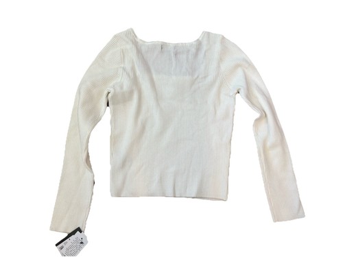 Girl's White Cream Ribbed Square Neck Sweater Art Class Size Medium 8 NEW - Picture 2 of 3