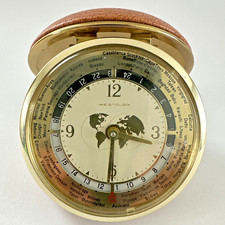 Vintage Working Westclox World Travel Alarm Clock 1973 Mediterranean Cruise Fold