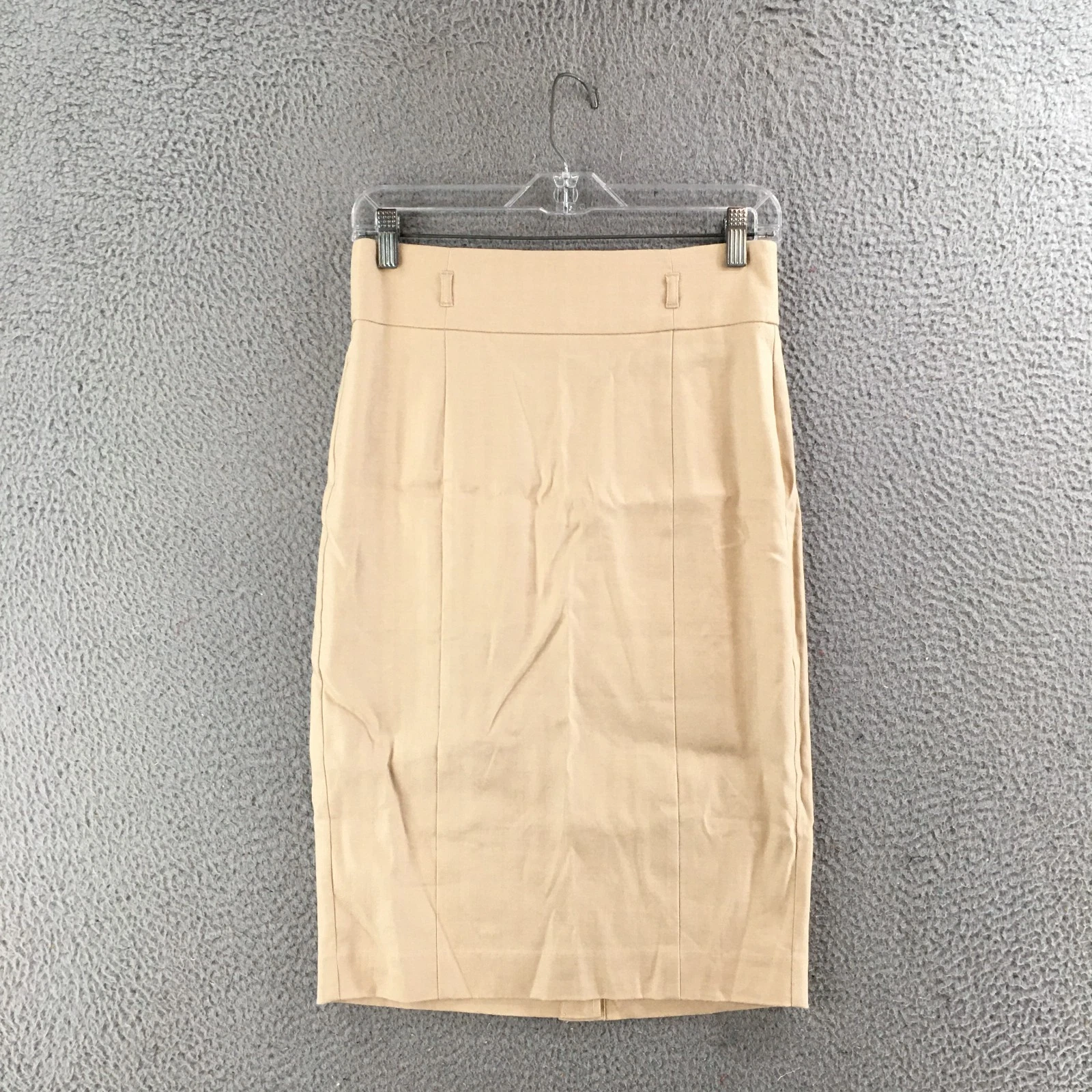 Ann Taylor Skirt Women 0 Straight & Pencil Flat Front Back Zip Casual Beige NEW