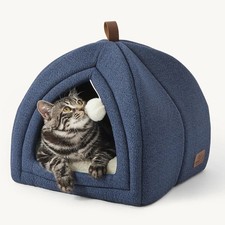 2-in-1 Cat Cave Bed   Foldable Indoor Cat Tent with Washable Cushion, Sizes S-L
