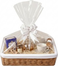 MAKE YOUR OWN HAMPER WICKER WINE FOOD BASKET CELLOPHANE BOW XMAS GIFT SET KIT