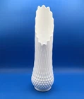 Vintage Fenton Swung Vase Hobnail 16 Fingers 15.5” Tall White Milk Glass MCM