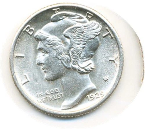 US Coin  mercury dime 1929-S   fine ...........CC-10373