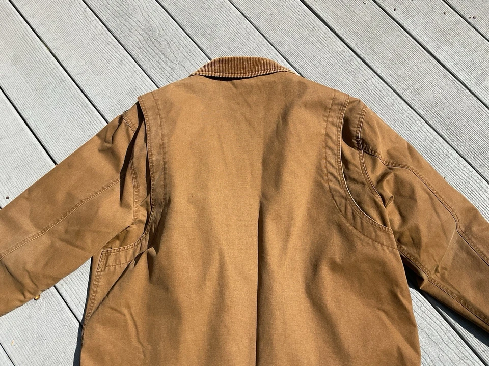 Винтажный Levi's коричневый холст на пуговицах куртка фланелевая подкладка большой - Изображение 4 из 4