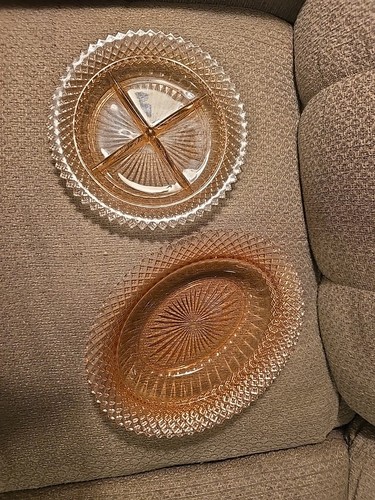Set Of Two Miss America Glass Bowls Oval And Round Divided