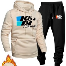 Hooded sweater with drawstring sweatpants set K  N printing, suitable