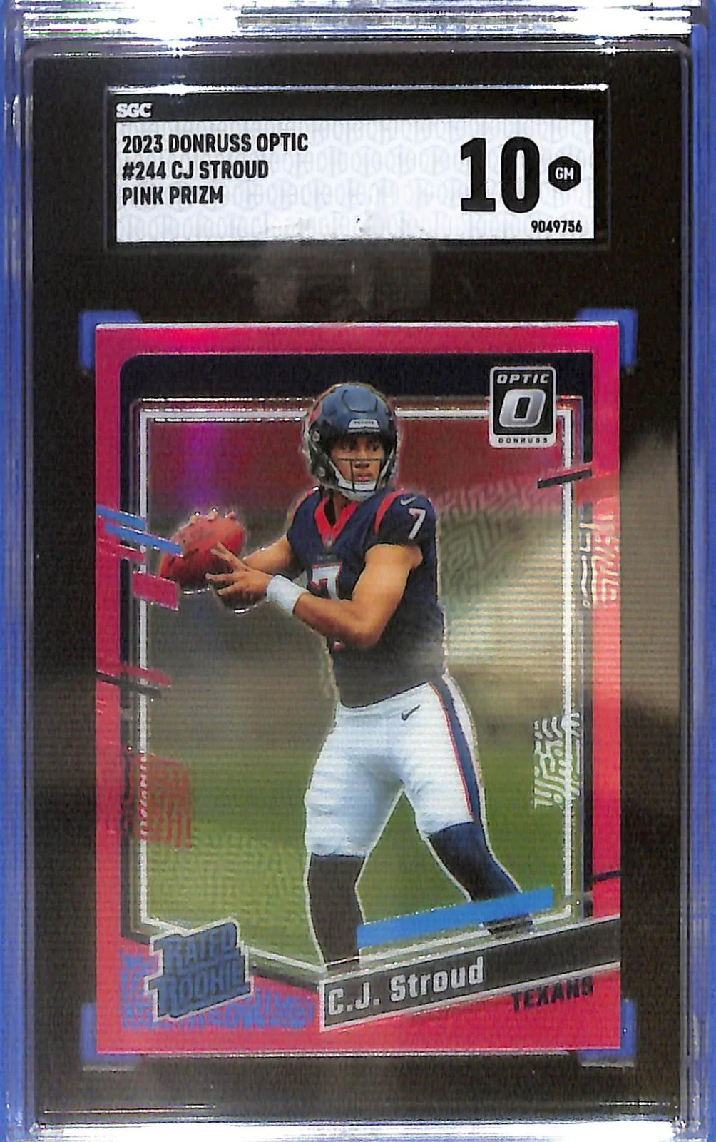 2023 Donruss Optic CJ Stroud Rated Rookie RC Pink SGC 10 #244 Houston Texans