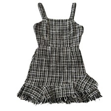 Aqua Metallic Tweed Square Neck Dress size Small Cocktail Date Night Academia