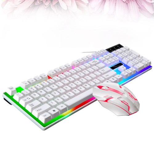 Gaming Keyboard and Mouse Typewriter White Light up Wired Set - Zdjęcie 10 z 12
