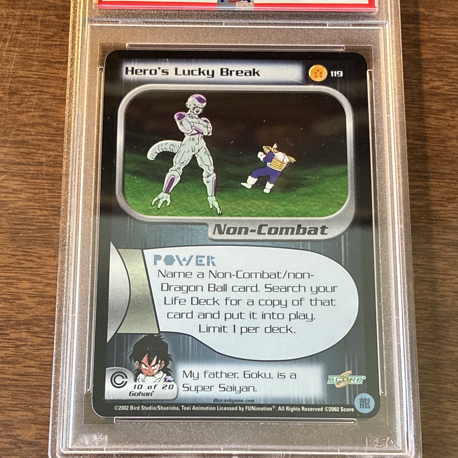 SCORE 2001 Dragon Ball Z Hero's Lucky Break #119 Trunks Saga Foil PSA 6 view 3
