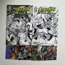 All Caps Cyberfrog Unfrogettable Tales #1 & 2 B & W Variants + All Warts Cards