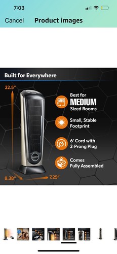 Lasko 1500 Watt 22 in. Electric Ceramic Oscillating Tower Space Heater + Remote - Picture 5 of 9