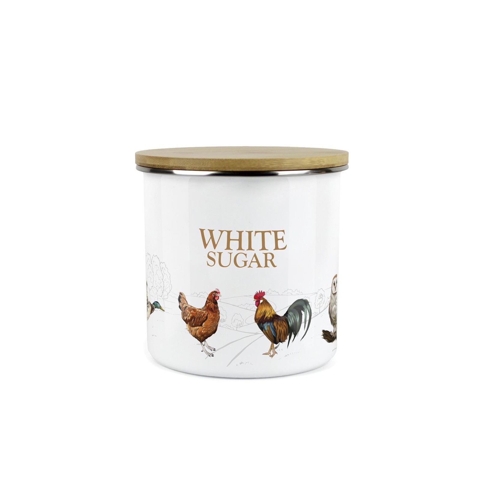 Country Farm White Sugar Canister - Countryside Animals Medium Storage Jar