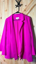 Skies Are Blue Women's Open Front Blazer Jacket in Bright Pink, Size 2X