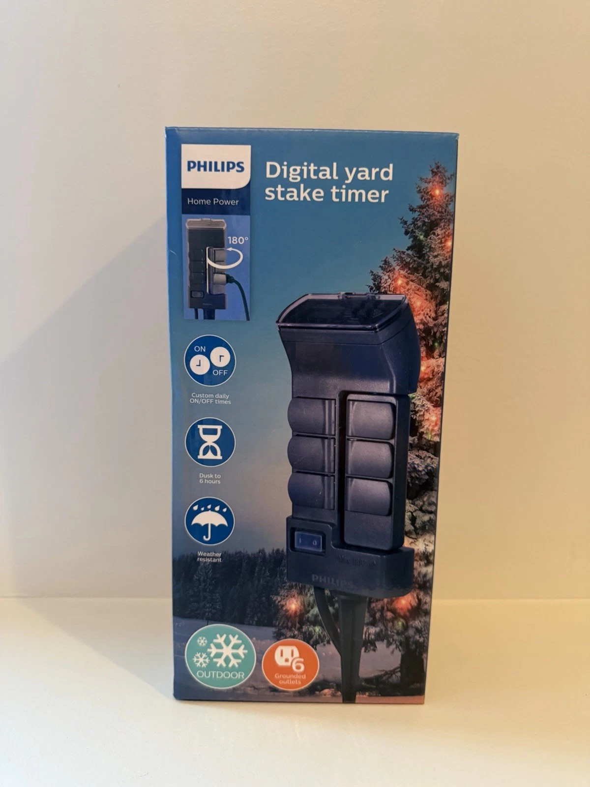 Philips Timer Outdoor Stake 6 Grounded Outlets Digital Timer