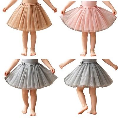 Kids Girls Tulle Skirt Birthday Skorts Stage Skirts Competitions Layered Dance
