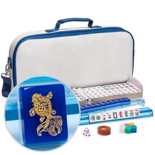 American Mahjong Set, "Koi Fish" with Soft White Leatherette Case